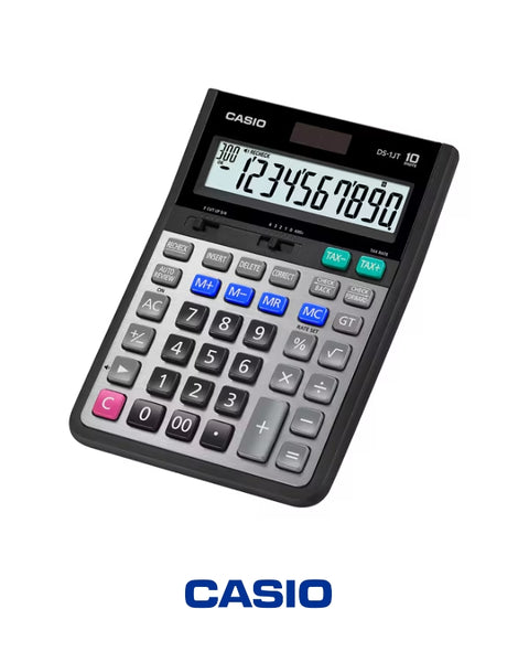 آلة حاسبة Casio DJ-220DPlus المكتبية - آلة حاسبة تجارية متقدمة مكونة من 12 رقمًا مع وظائف الضرائب والعملة