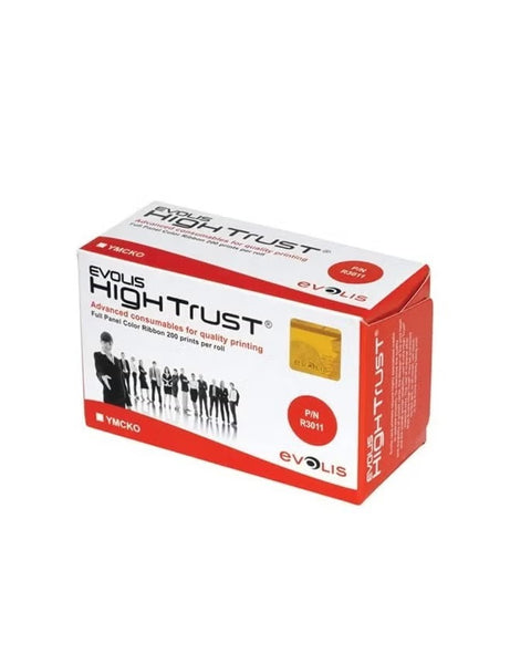 شريط Evolis High Trust R3011C - YMCKO، 200 نسخة مطبوعة لطابعات البطاقات