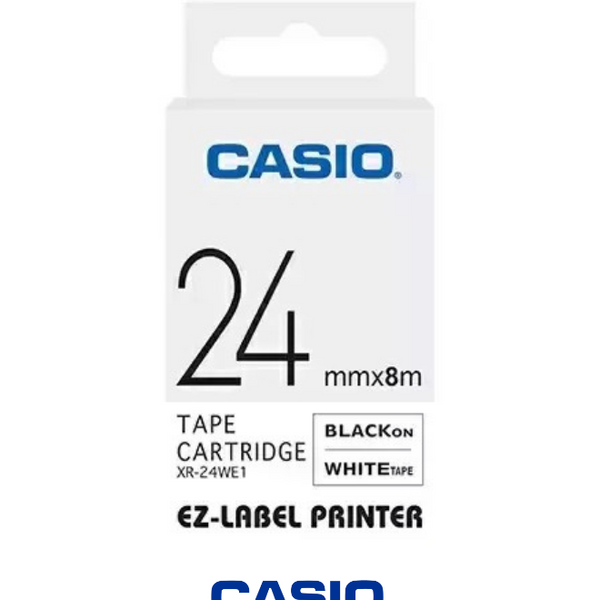 Casio Label Tape 24mm Black & White - Durable Adhesive Labeling Tape for Professional Marking