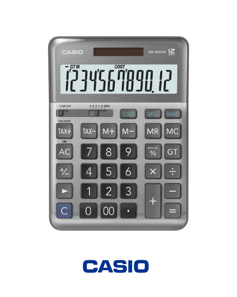 آلة حاسبة Casio DJ-220DPlus المكتبية - آلة حاسبة تجارية متقدمة مكونة من 12 رقمًا مع وظائف الضرائب والعملة