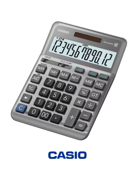 آلة حاسبة Casio DJ-220DPlus المكتبية - آلة حاسبة تجارية متقدمة مكونة من 12 رقمًا مع وظائف الضرائب والعملة
