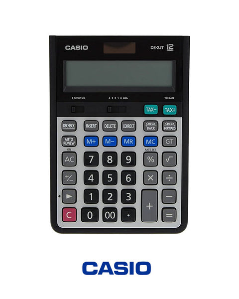 آلة حاسبة Casio DJ-220DPlus المكتبية - آلة حاسبة تجارية متقدمة مكونة من 12 رقمًا مع وظائف الضرائب والعملة