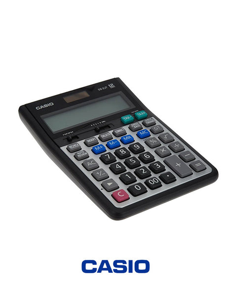 آلة حاسبة Casio DJ-220DPlus المكتبية - آلة حاسبة تجارية متقدمة مكونة من 12 رقمًا مع وظائف الضرائب والعملة