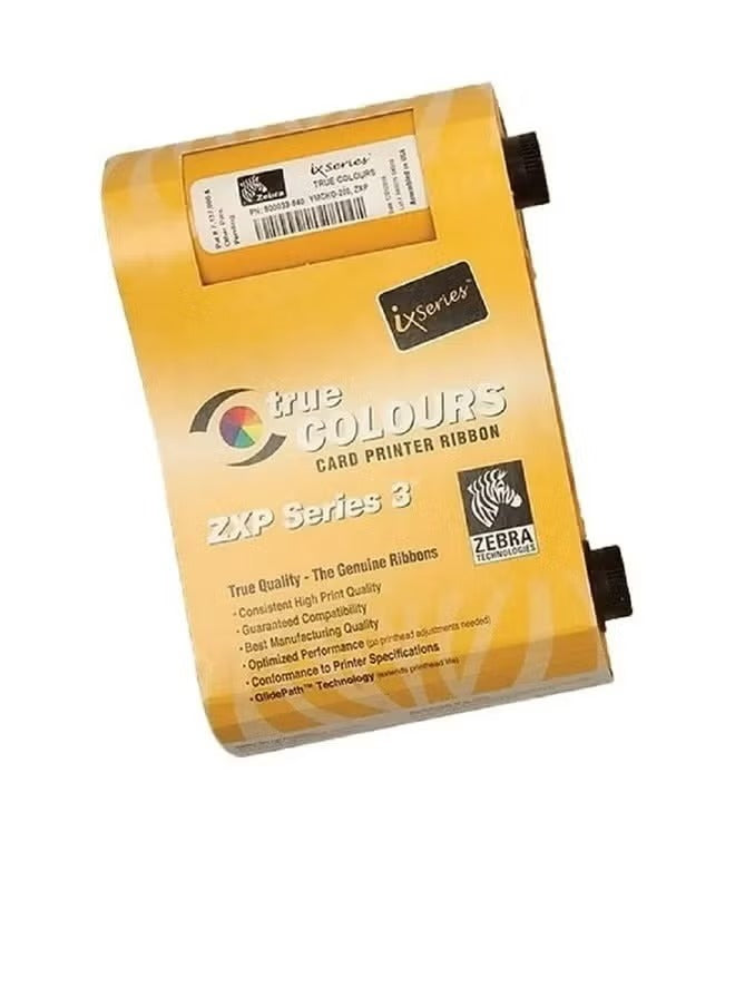 Zebra Ribbon PN 800033-840 - YMCKO Color Ribbon for ZXP Series 3 Printers (200 Prints)