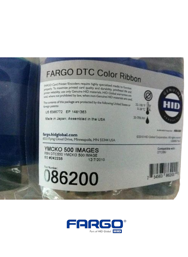 Fargo Ribbon 086200 - YMCK Full-Color Ribbon for Professional Card Printing