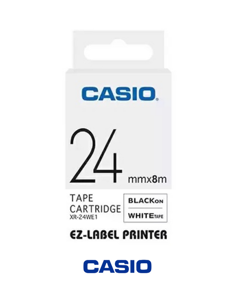 Casio Label Tape 24mm Black & White - Durable Adhesive Labeling Tape for Professional Marking