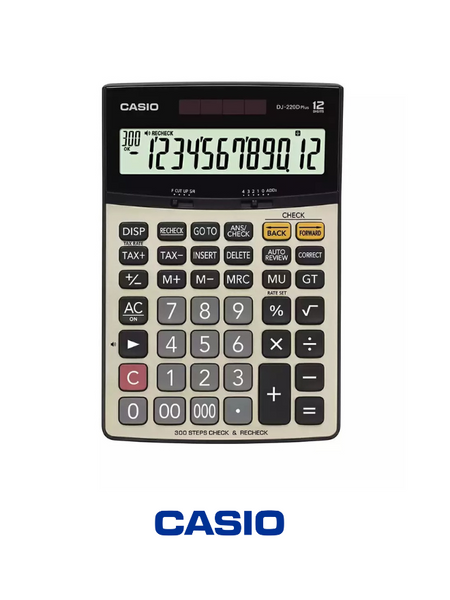 Casio DJ-220DPlus Desktop Calculator - 12-Digit Advanced Business Calculator with Tax & Currency Functions
