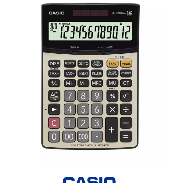 Casio DJ-220DPlus Desktop Calculator - 12-Digit Advanced Business Calculator with Tax & Currency Functions