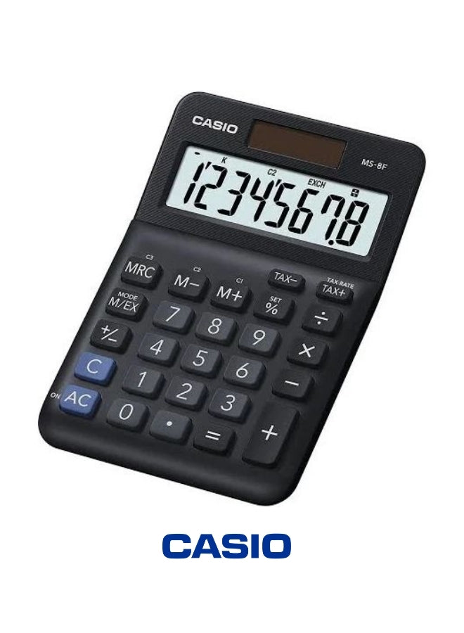Casio MS-8F Mini Desk Calculator – 8-Digit, Dual Power, Durable Design