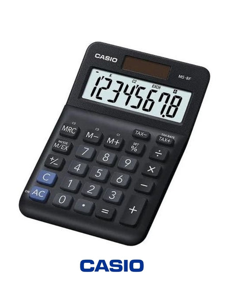 Casio MS-8F Mini Desk Calculator – 8-Digit, Dual Power, Durable Design