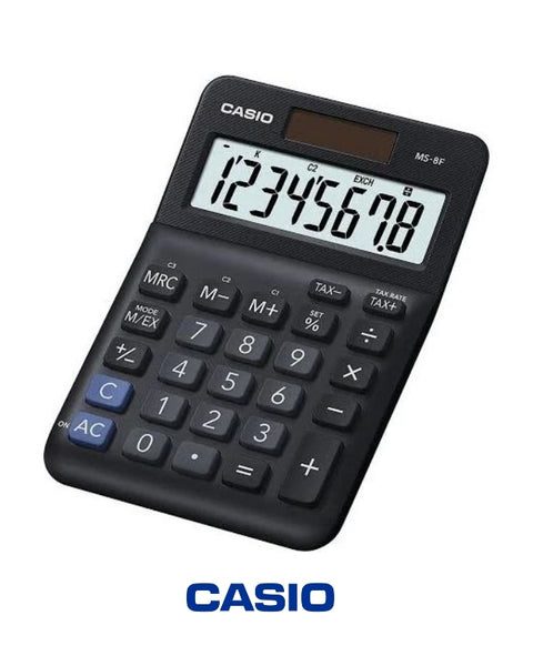 Casio MS-8F Mini Desk Calculator – 8-Digit, Dual Power, Durable Design