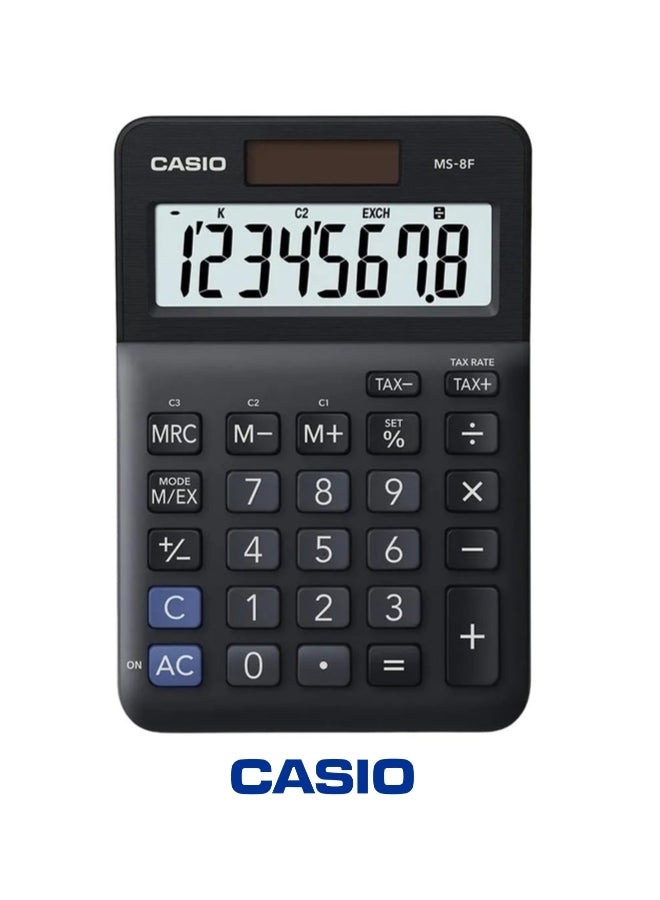 Casio MS-8F Mini Desk Calculator – 8-Digit, Dual Power, Durable Design