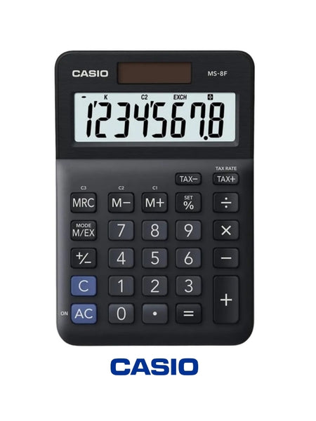 Casio MS-8F Mini Desk Calculator – 8-Digit, Dual Power, Durable Design