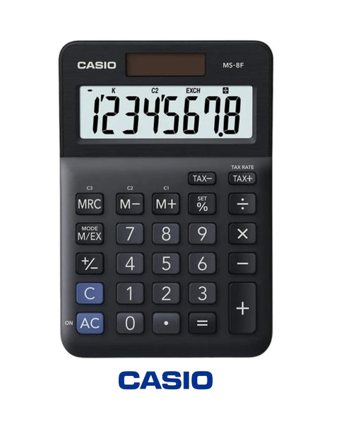 Casio MS-8F Mini Desk Calculator – 8-Digit, Dual Power, Durable Design