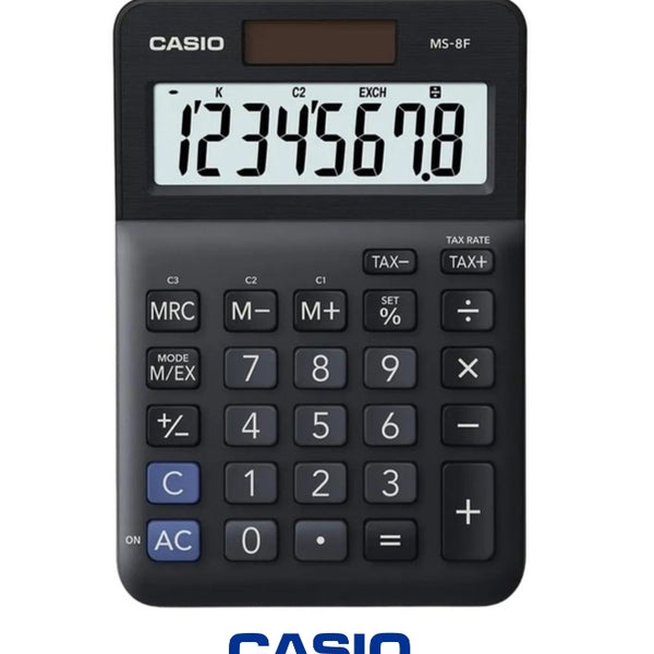 Casio MS-8F Mini Desk Calculator – 8-Digit, Dual Power, Durable Design
