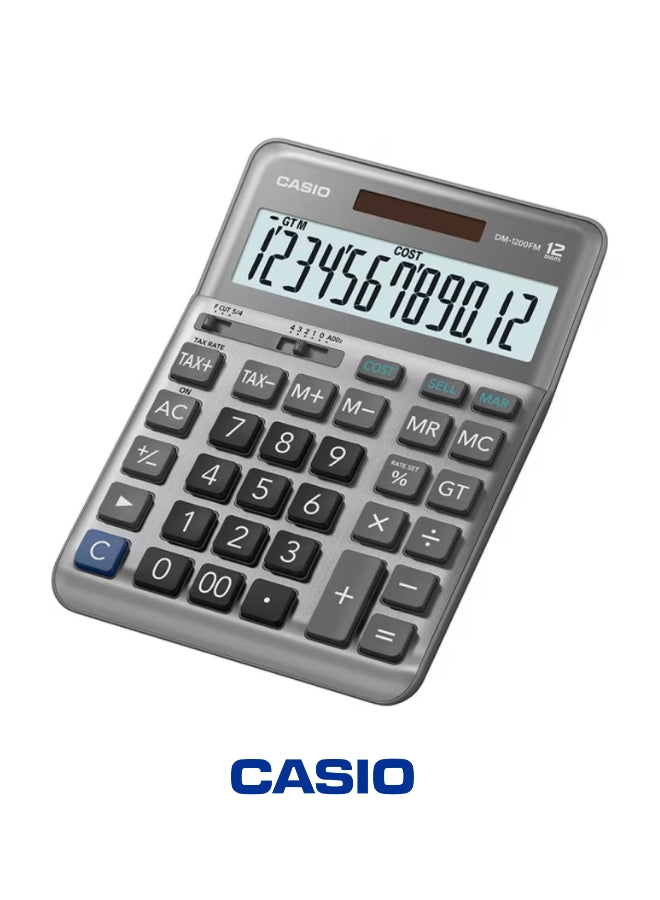 Casio DM-1200FM Desktop Calculator – 12-Digit Large Display, Dual Power