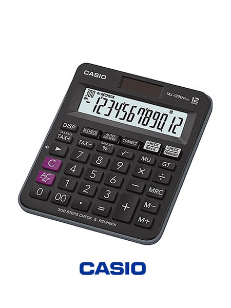 Casio MJ-120D Calculator - 12-Digit Desktop Calculator with Tax & Currency Functions