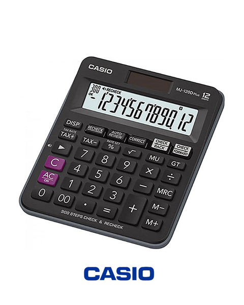 Casio MJ-120D Calculator - 12-Digit Desktop Calculator with Tax & Currency Functions