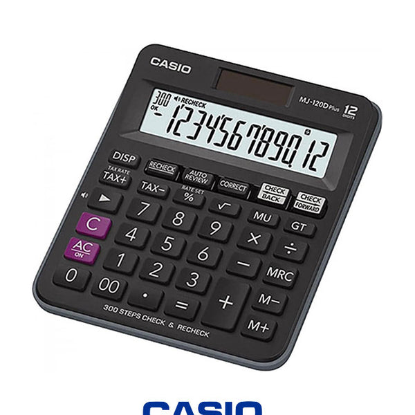 Casio MJ-120D Calculator - 12-Digit Desktop Calculator with Tax & Currency Functions